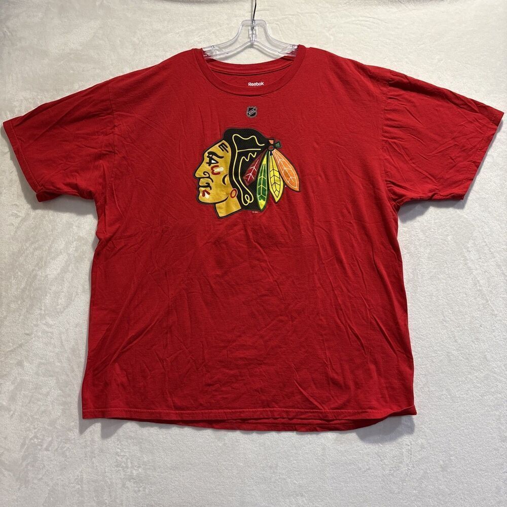 Reebok Corey Crawford Chicago Blackhawks Jersey T Shirt NHL Hockey Red Size 2XL